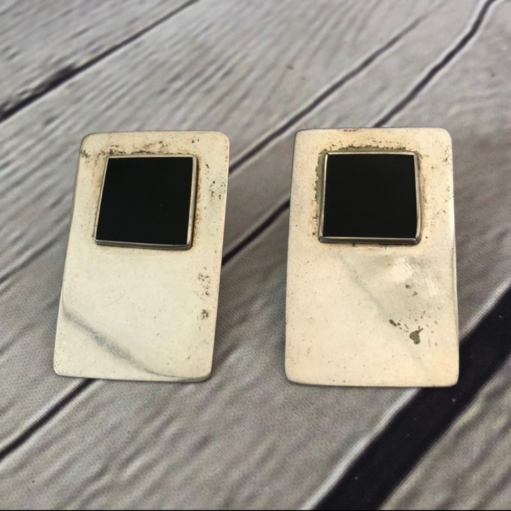 Silver / black statement earrings